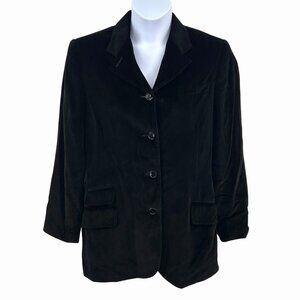 GORGEOUS VINTAGE EMBASSY ROW BLACK VELVET BLAZER  4 POCKET FRONT FORMAL HOLIDAY